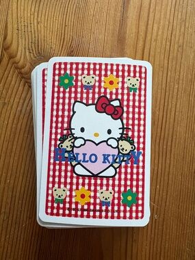 VTG 90s Hello Kitty playing cards gingham red white 1996 COMPLETE